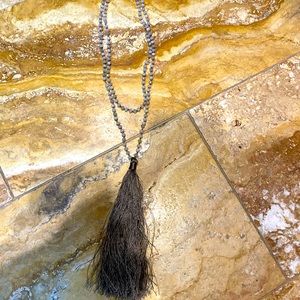 Raw gemstone long necklace